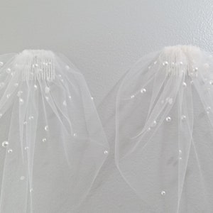 Mini birdcage veil with pearls, polka dot pearls, small bridal veil, mini wedding veil, tulle birdcage veil, colors Style 627 image 8