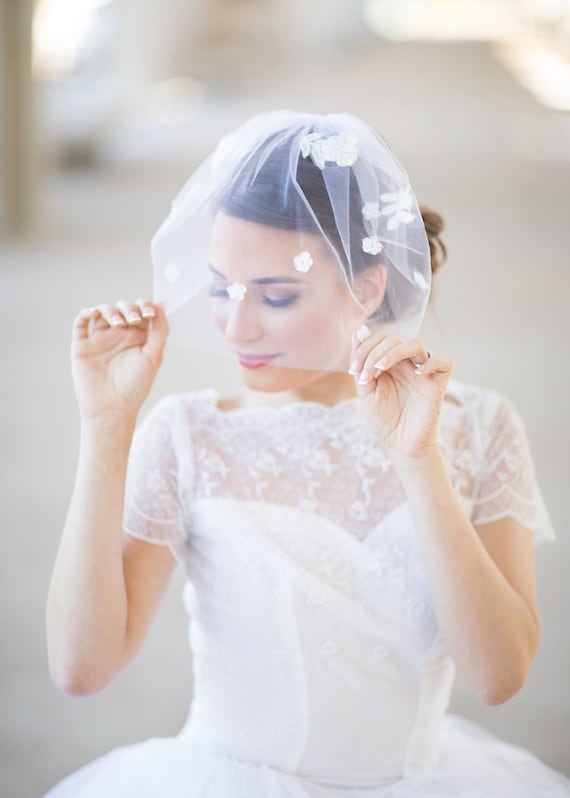 New Handmade Birdcage Blusher Wedding Veil bride Tradition, undone. The classic birdcage veil, transformed  main image 4