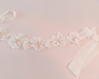 Bridal sash, belt, chiffon bridal sash, Boho bridal, Beach wedding, floral wedding sash,  heirloom wedding, Bohemian wedding  Style 505