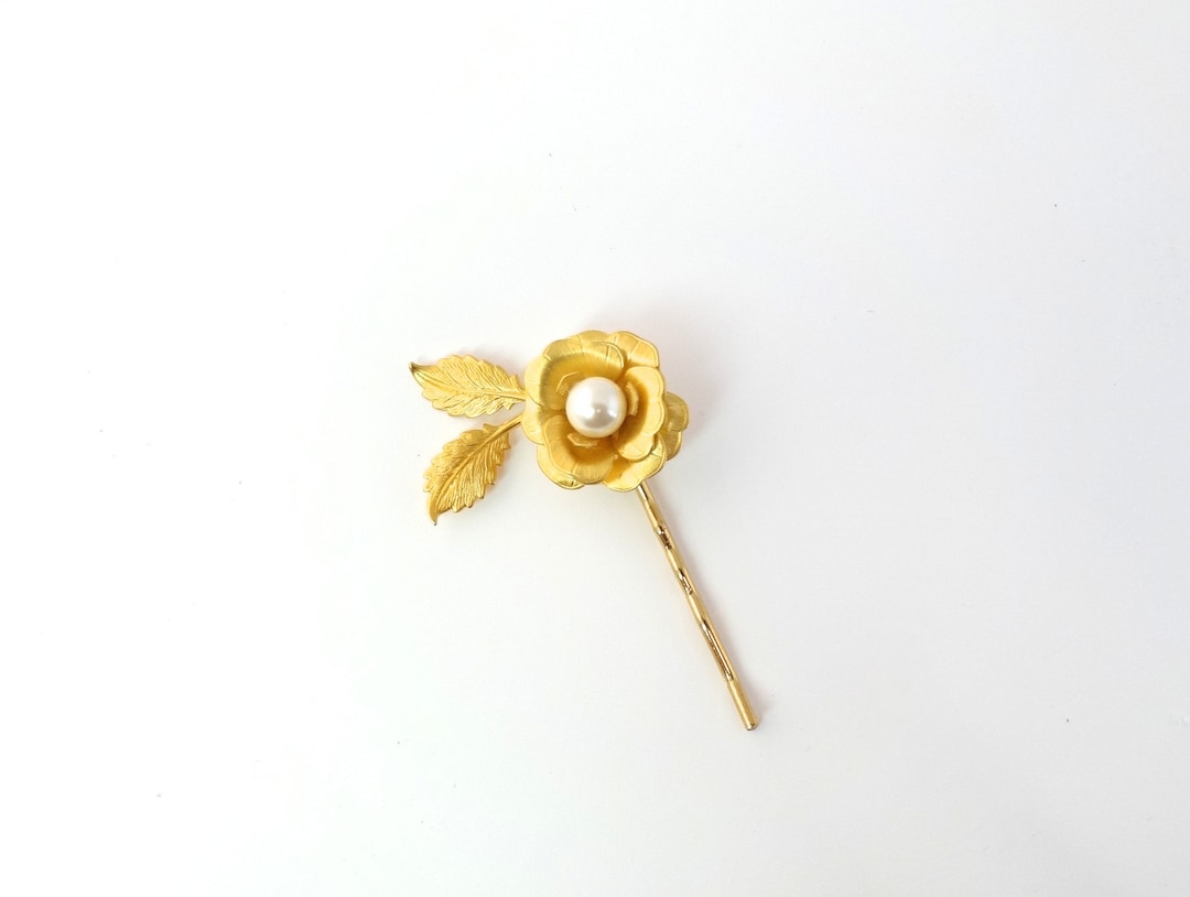 Bridal Hair Pin, Gold Wedding Hair Pin, Rose Bridal Headpiece, Wedding Headpiece, Wedding Hair ...