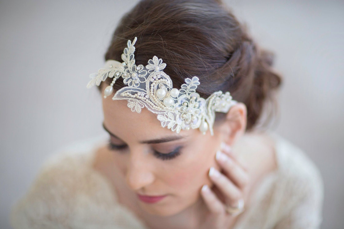 Bridal Lace Headpiece Wedding Lace Hair Piece Wedding Hair Etsy