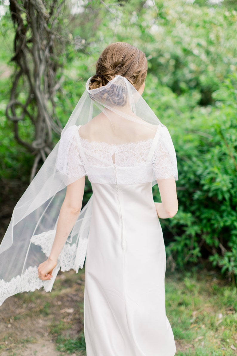 Draped Veil With Lace Bohemian Wedding Veil Boho Veil Etsy