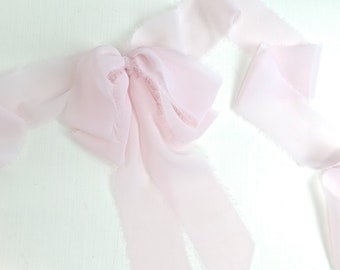 Bow bridal belt, bow wedding sash, chiffon bow sash, pink wedding bow belt, wedding accessories, Style 516