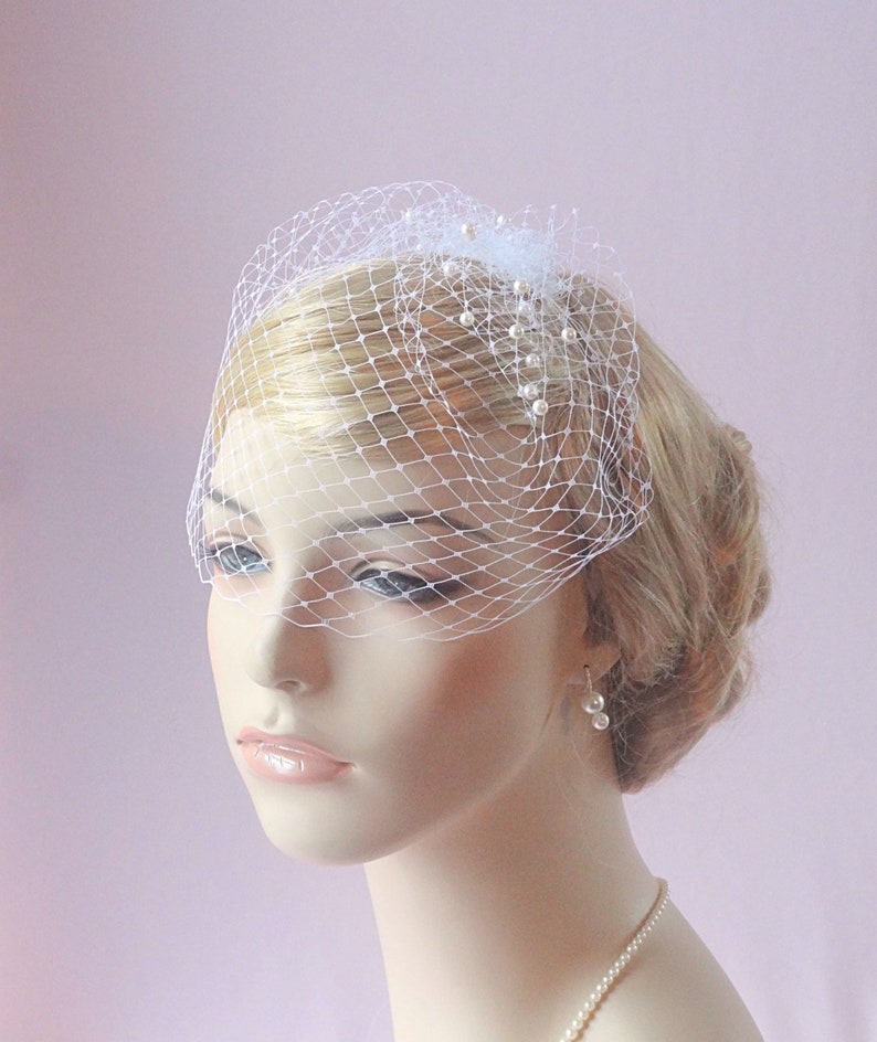 Bridal Birdcage Veil With Pearls Small Birdcage Wedding Bird Etsy