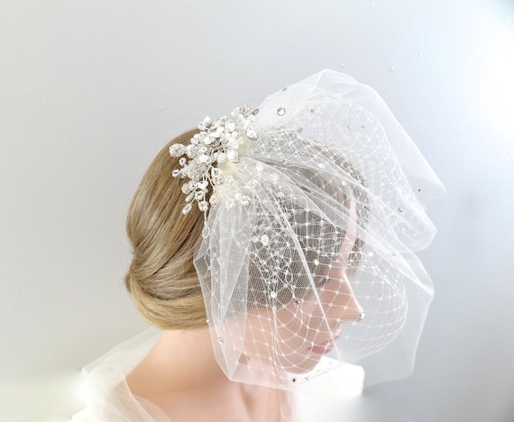 Silver crystal lace Birdcage Veil s-l400.jpg main image 4