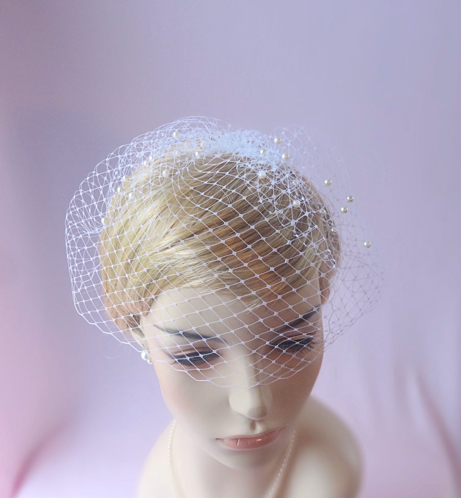 Bridal Birdcage Veil With Pearls Small Birdcage Wedding Bird Etsy