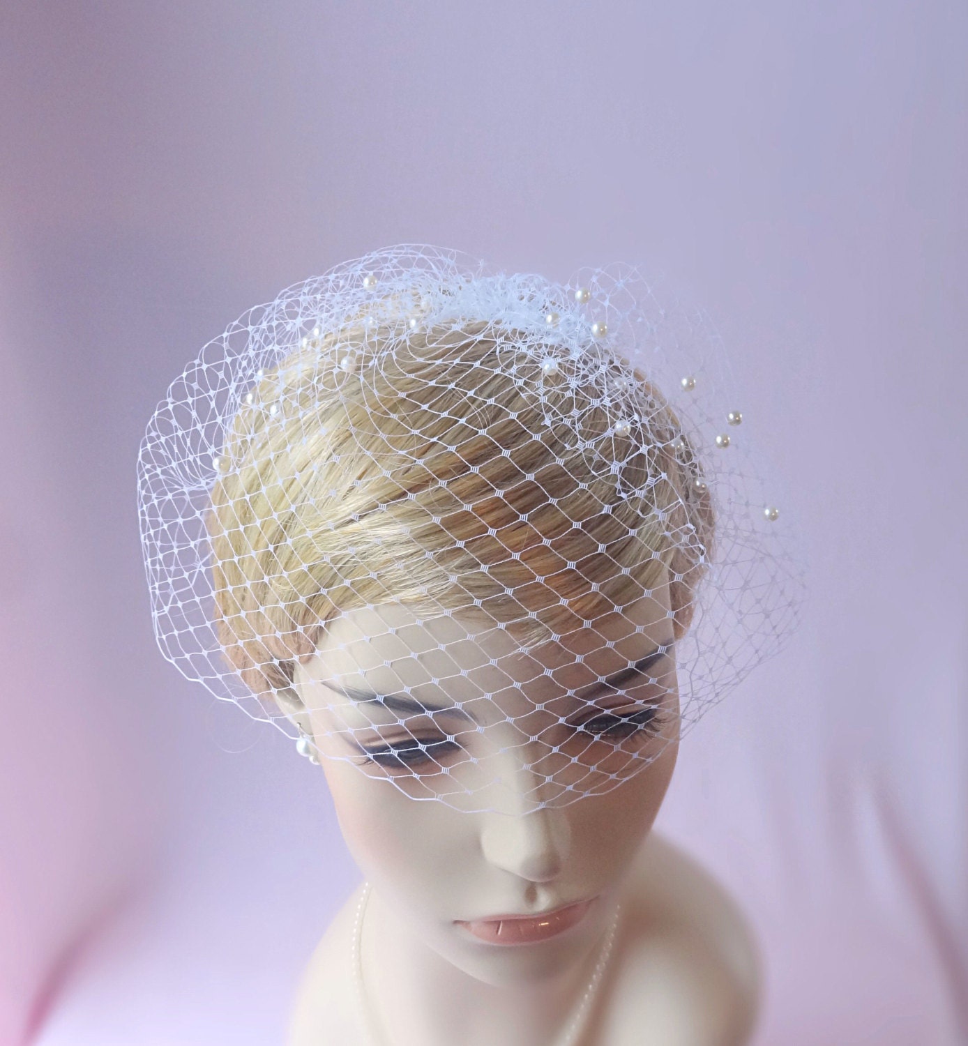 Bridal Birdcage Veil With Pearls Small Birdcage Wedding Bird Etsy