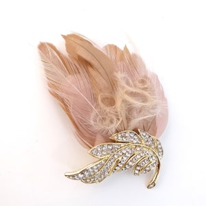 Bridal feather headpiece, blush wedding hair accessories, wedding crystal feather headpiece, bridal feather fascinator, Style 360 image 8