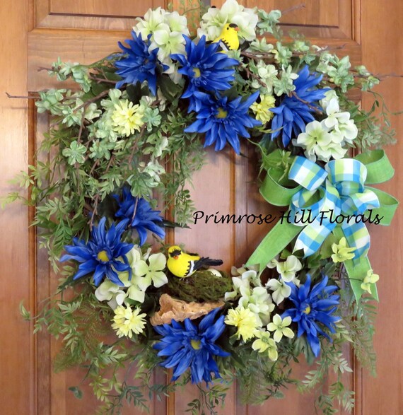 Front Door Spring Wreath Decor Summer With Birds And Nest Mixed Fl Mantel Wall