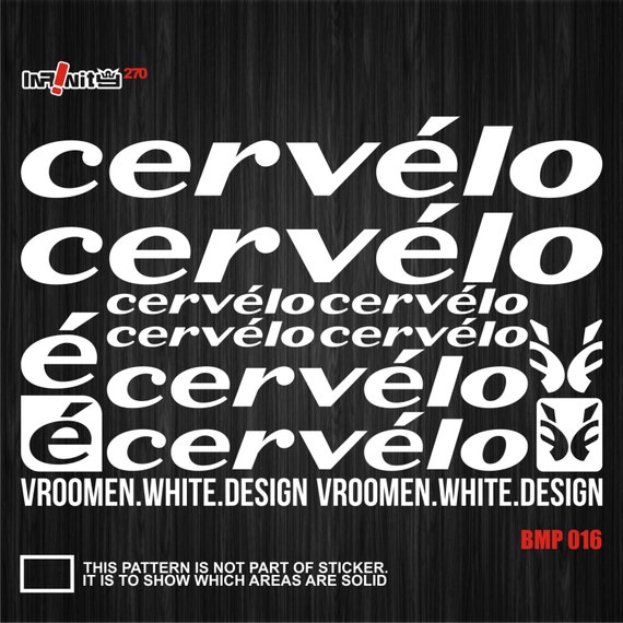 CERVELO Bike Bicycle Frame Decals Stickers Graphic Adhesive Set Vinyl White