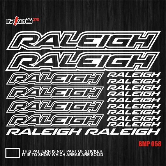 RALEIGH Vinyle Autocollants Stickers Feuille Cadre Vélo Cycle Cyclisme Vélo MTB 14 Pack