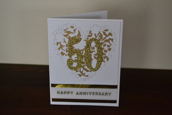 Gold 50th Anniversary Card | Etsy