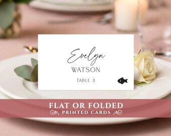 Place cards printed: FLAT or FOLDED. Wedding, bridal shower, anniversary, quinceanera table name cards.