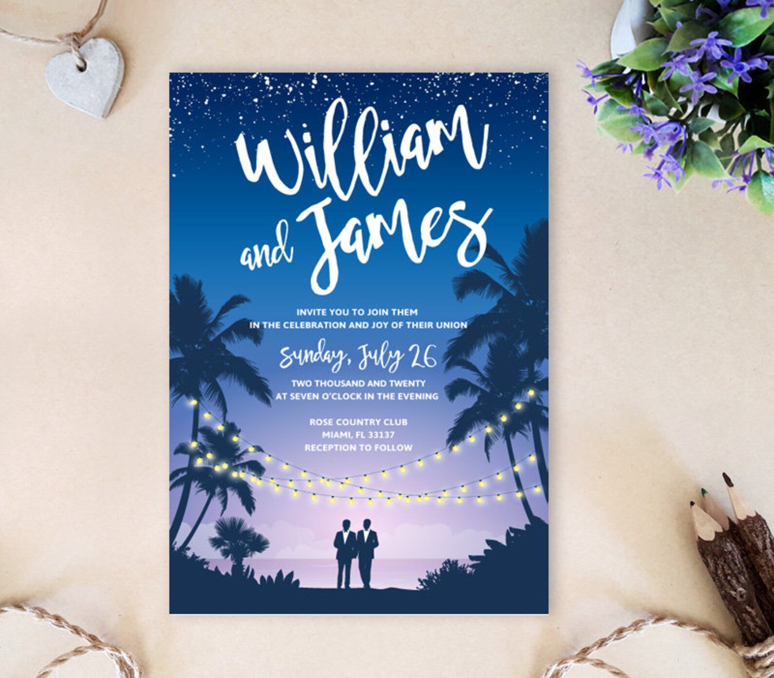 Printed Gay Wedding Invitations Same Sex Wedding Etsy