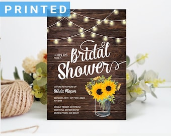 PRINTED Sunflower bridal shower invitation | Rustic wedding shower invitations