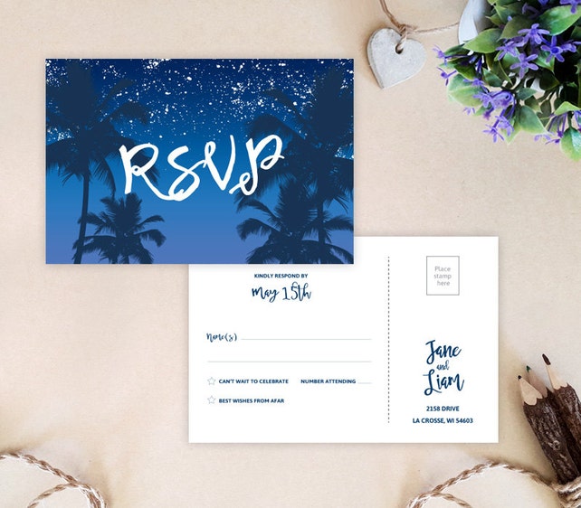Tropical Beach Wedding Invitations Destination Weddings Purple