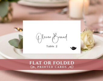 Place cards printed: FLAT or FOLDED. Rehearsal dinner, wedding, bridal shower table name cards.