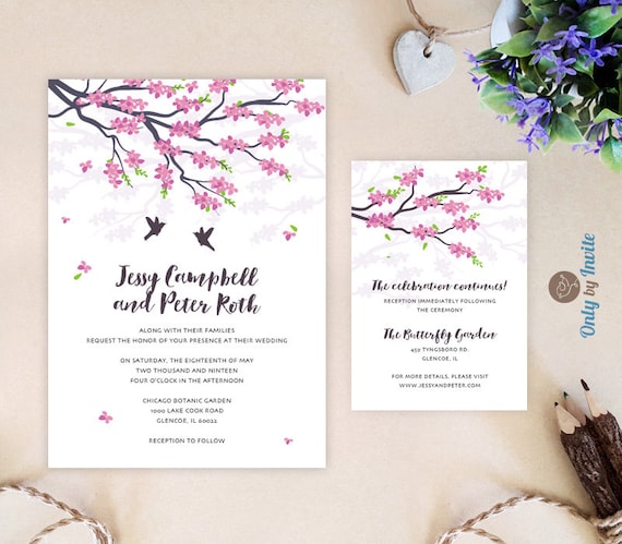 Spring wedding invitations on premium card stock Cherry | Etsy