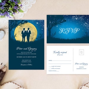 PRINTED | Gay Wedding Invitation and RSVP card | Same Gender Wedding Invitation