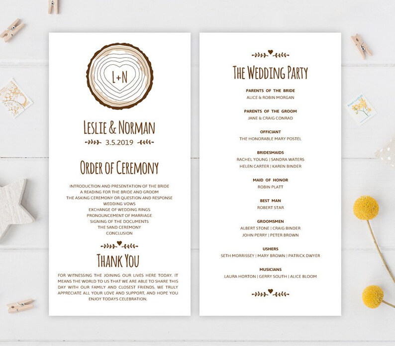 Personalized Wedding Programs Country Wedding Programs Printed On