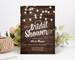PRINTED Rustic bridal shower invitation | String lights on dark wood country barn backyard wedding shower invites 
