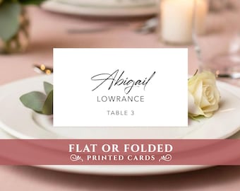 Wedding Place Cards, Rehearsal Dinner Table Name Cards: Flat or Folded, Printed