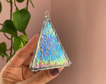 Iridescent Prism Suncatcher, Stained Glass Art