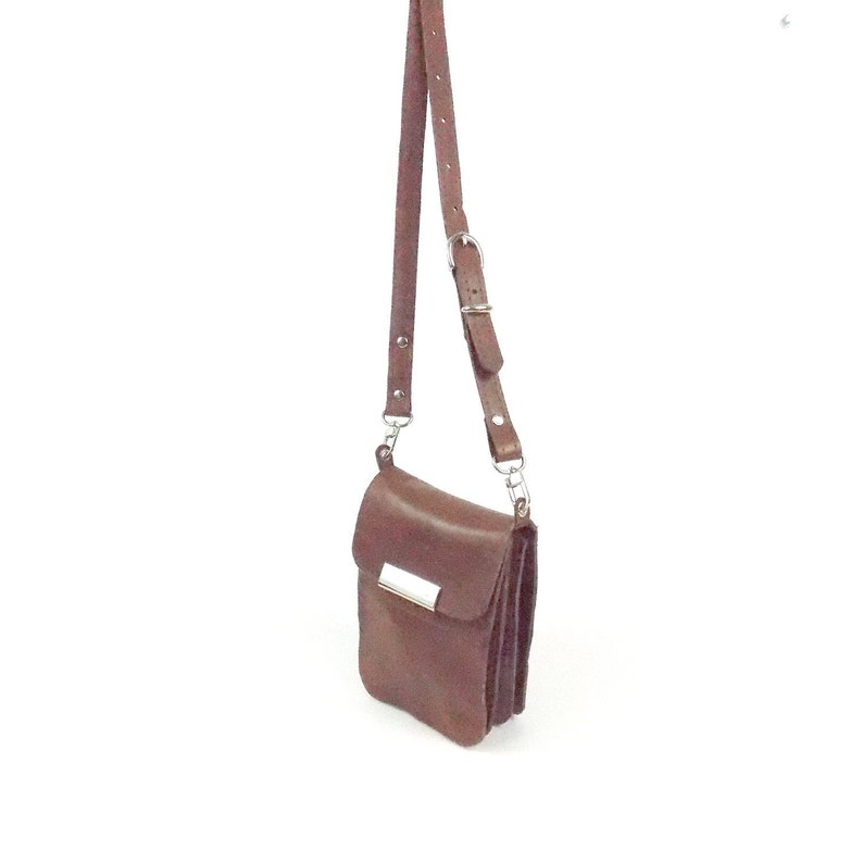 Cross Body Brown Full Grain Leather Accordion Bag