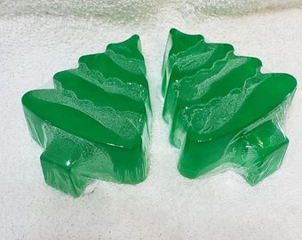 Set of 2 Christmas trees soaps, evergreens, holiday fragrance, handmade glycerin soaps, self care, holiday décor, bath and body