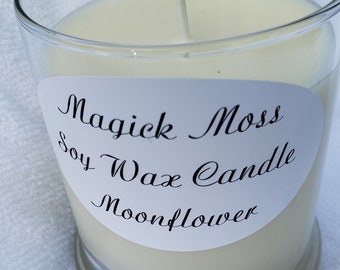 Handmade soy wax candles,beautiful fleeting Moonflower fragrance,30 plus hour candle,smokeless,virtually no maintenance,self trimming wick.