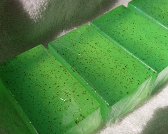 4 pack of Peppermint essential oil glycerin shower bars. Teen and Tweens love them, green, stocking stuffers, quick gifts, unisex.