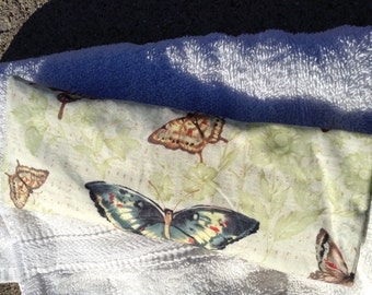 Soothing Lavender Eye Pillow in Earthtone and Mossy green butterflies cotton print, stress relief,relaxation,herbal pillow,great spa gift