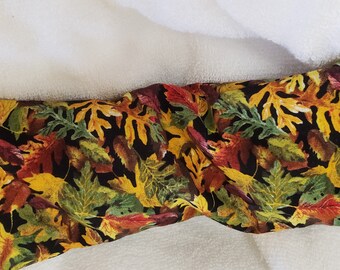 Soothing Lavender flaxseed eye pillow,Autumn leaves print fabric,green, orange,brown,relaxation,aromatherapy,self care,usa,handmade in MI