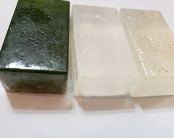 Hand made glycerin soap, natural antimicrobial, herbal, coconut oil for skin conditioning, dry skin, set of 3 4oz hand and body  bars