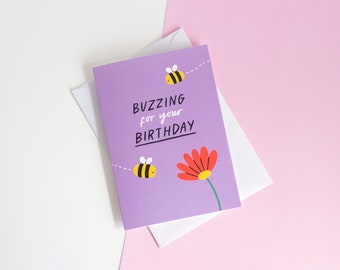 Birthday Card, Happy Birthday Greeting Card, Illustrated Greetings Card, Blank Inside with Envelope