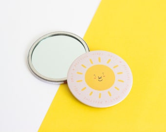 Sun Pocket Mirror, Illustrated Pocket Mirror, Illustration Art Gift, Stocking Filler