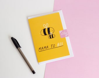 Baby Shower Card, Mama To Bee, Greeting Card, Illustrated Greetings Card, Blank Inside with Envelope