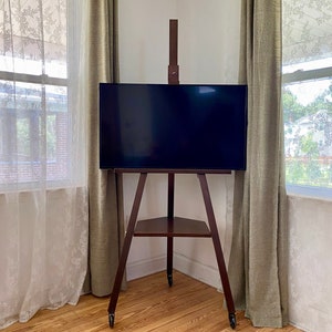 Tall Straight TV stand easel (Solid Walnut)