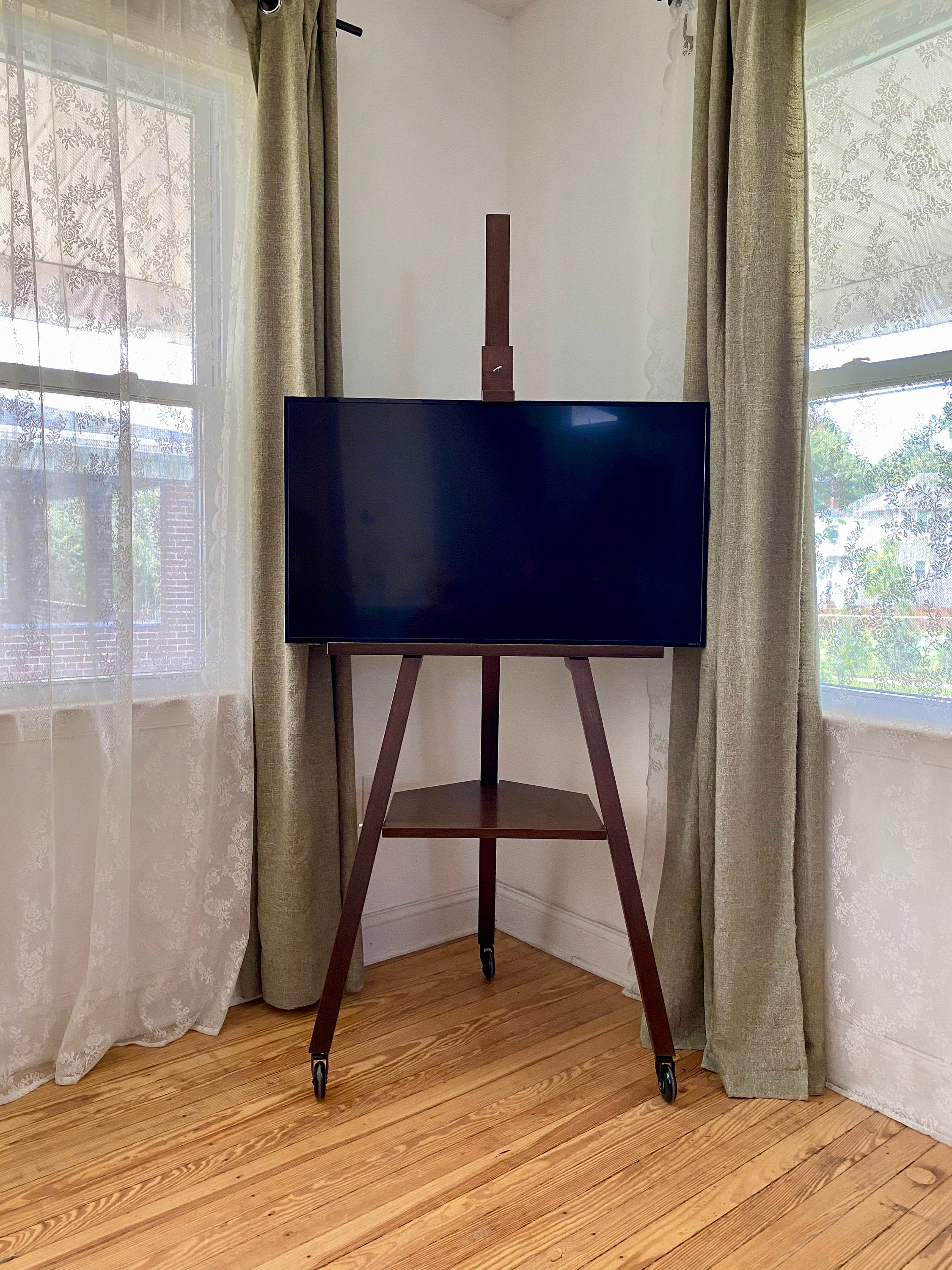 Heavy Weight Natural Wood Easel Holds 65lbs . 5ft Wedding Art Stand for  Signs up to 50 Wood Acrylic Mirror, Large Frames, Flat Screen TV 