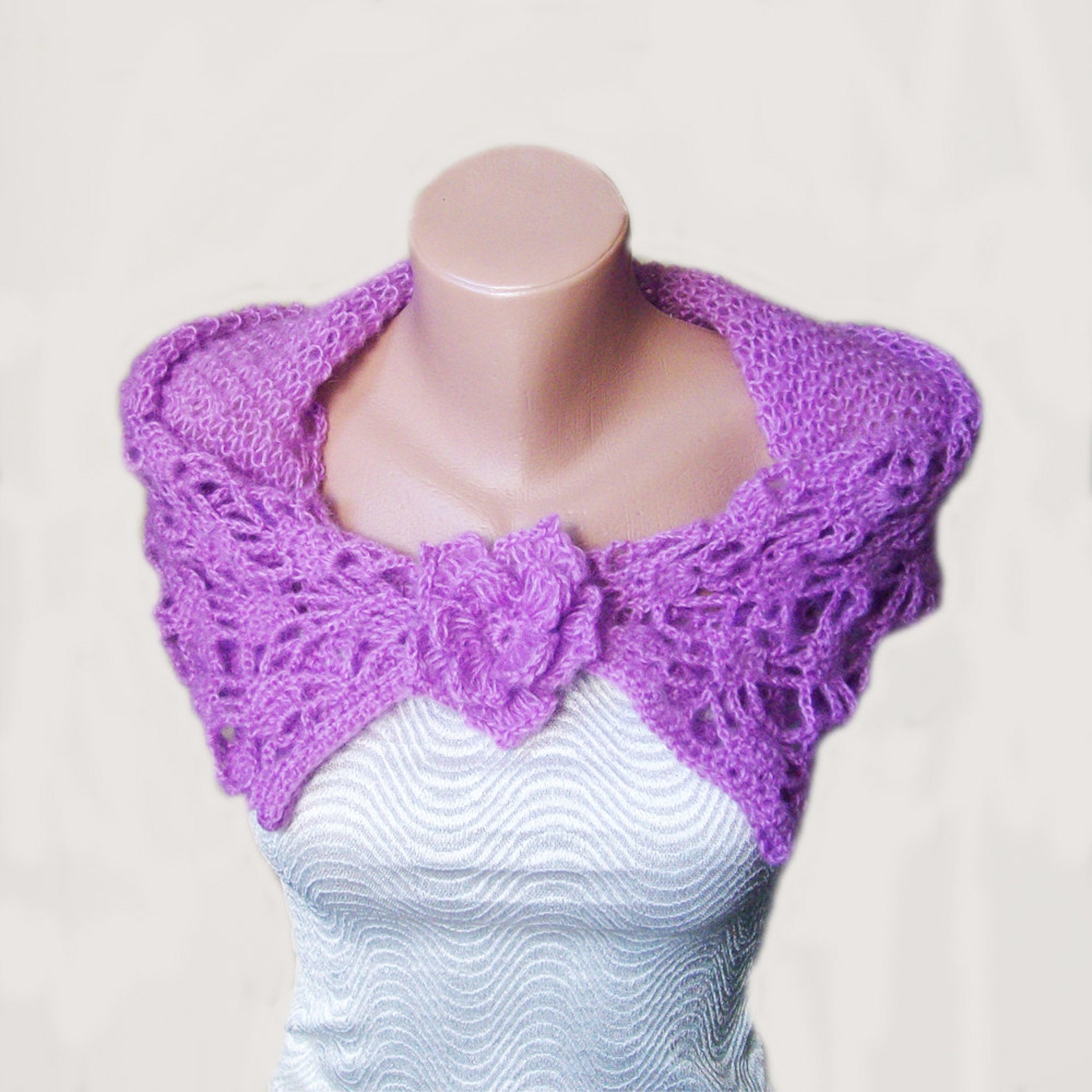 Wedding Bolero Jacket Lace Lilac Shrug Bolero Knitted Etsy