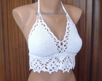 Cotton Crochet Longline Bralette