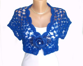 Crochet shrug - Navy blue crochet shrug - Wedding bolero - Lace shrug - Crochet wrap - Bridal shrug - Crochet jacket - Womens cardigan