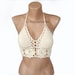 Flower Crochet Bikini Halter Top , Lace Festival Crop Top Custom , Backless Handmade Bralette