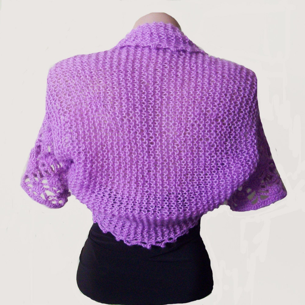 Wedding Bolero Jacket Lace Lilac Shrug Bolero Knitted Etsy