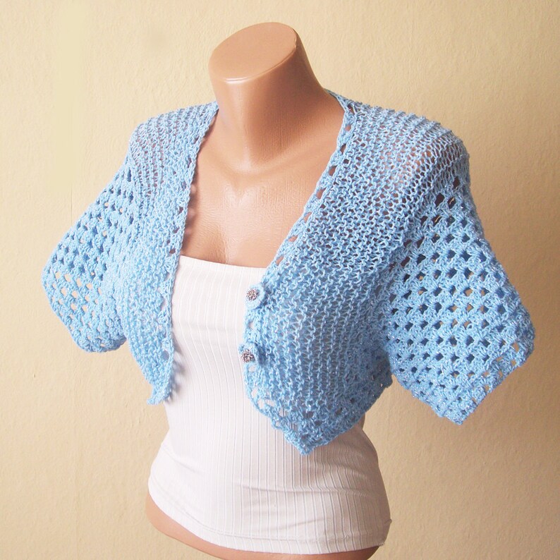 Lace Jacket Blue Bolero Jacket Knitted Shrug Wedding Bolero Bridesmaid