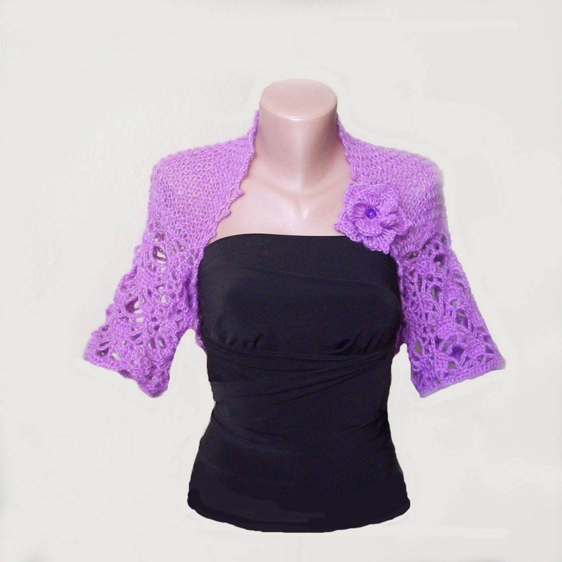 Wedding Bolero Jacket Lace Lilac Shrug Bolero Knitted Etsy