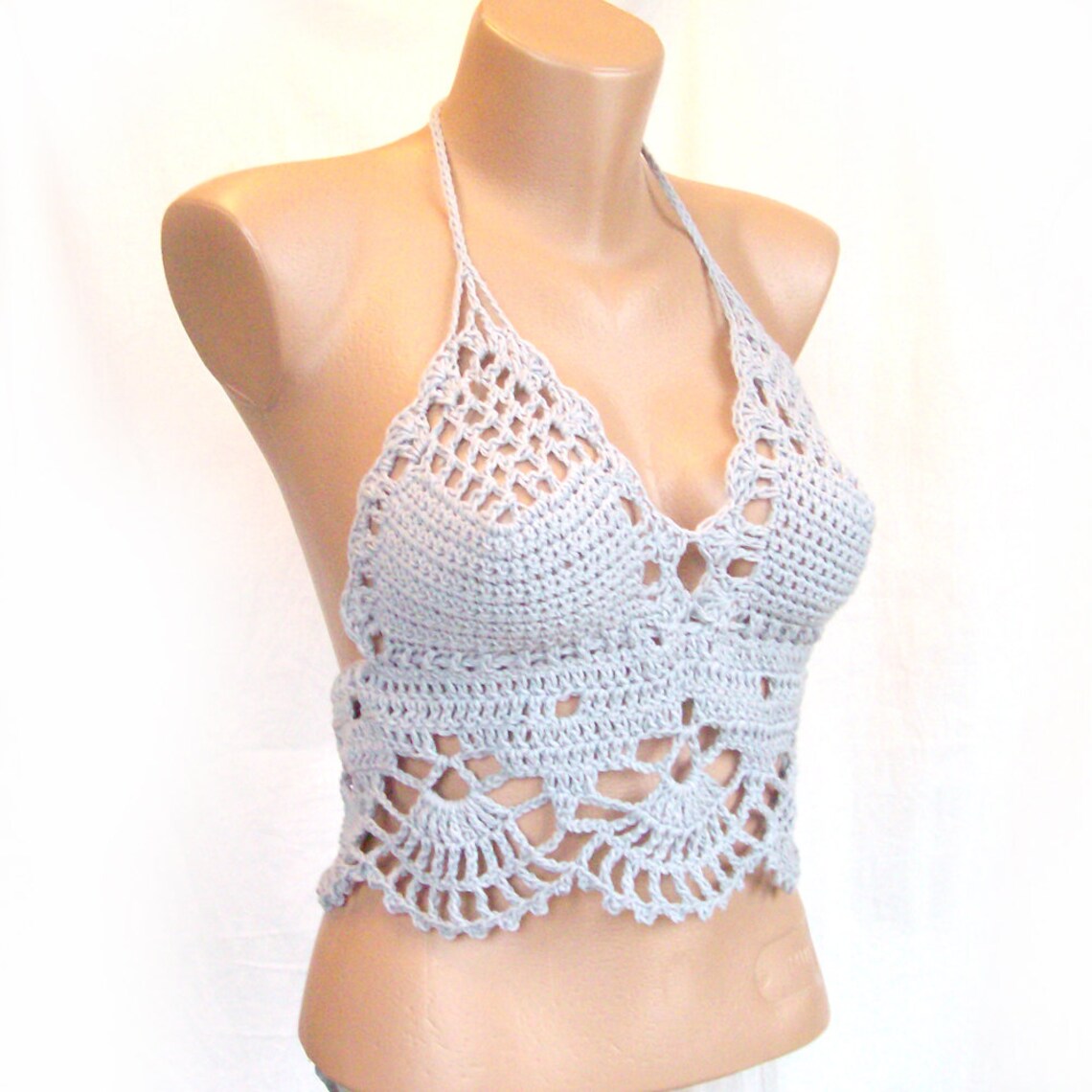 Boho crochet halter bikini crop top  Custom image 0