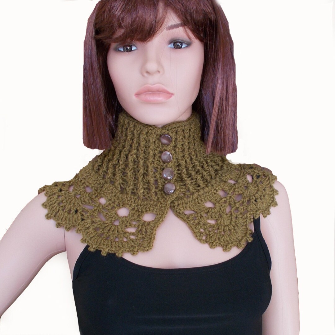 Scarf Collar With Buttons Mustard Crochet Scarf Collar Etsy