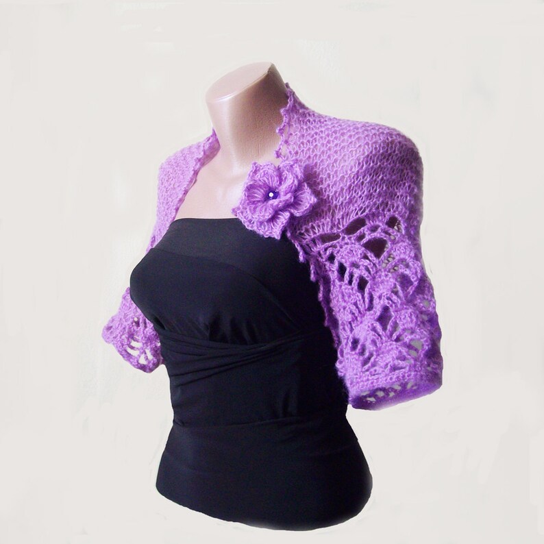 Wedding Bolero Jacket Lace Lilac Shrug Bolero Knitted Etsy