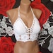 Flower crochet open back boho festival top , lace halter top MADE TO ORDER